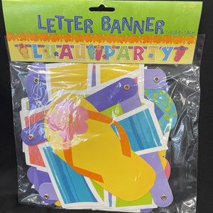 Amscan Flip Flop Luau Party  Illustrated Letter Banner, 7 1/2ft