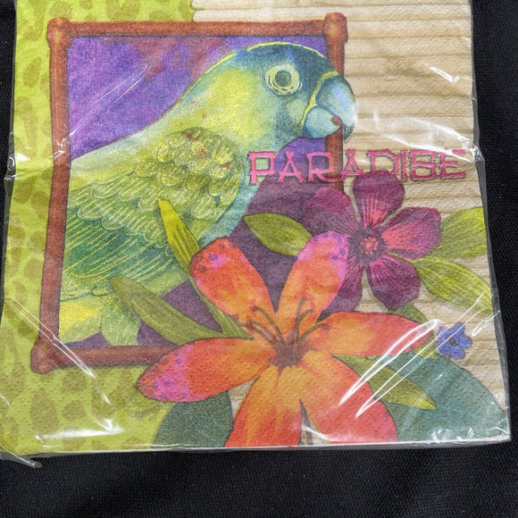 16 pk 3 ply Amscan Jungle paradise parrot luncheon napkins