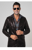 Disco Sequin Blazer BLK 70s dance fever fancy dress up entertainer XL adult man0