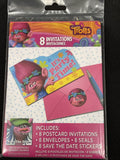 TROLLS INVITATIONS 8 Poppy Birthday Supplies Party Cards