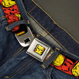 MARVEL COMICS Iron Man Face Full Color Red Yellow Seatbelt Belt - WIM011