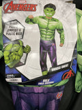 Avengers Hulk Child Costume Muscle Chest Padded Jumpsuit Plastic Mask Small 4-7