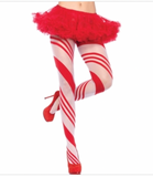 Sheer Candy Cane Holiday Striped Pantyhose Women's One Size Leg Avenue 7944