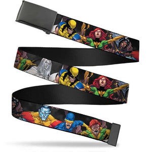 Black Buckle Web Belt - X-Men 7-Character Action Poses Webbing- WXM033