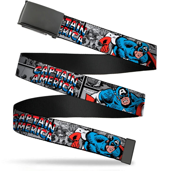 Silver Buckle Web Belt - CAPTAIN AMERICA 2-Poses- WCA046