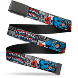 Silver Buckle Web Belt - CAPTAIN AMERICA 2-Poses- WCA046