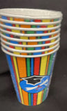 Graduation Stripes 9 Oz. Cups 8Ct