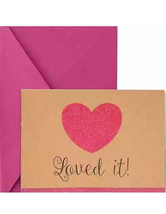 Amscan Loved It Heart Glitter Craft Thank You Cards 8 Ct w/ Envelopes