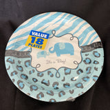 Sweet Safari Boy Jungle Animal Blue Baby Shower Party 7" Paper Dessert Plates