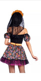 Women's Sugar Skull Day of the Dead Costume- Día De Los Muertos Dress Small