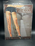 New Orange Fishnet Spider Charm Seamed Stockings WITCH HALLOWEEN ZOMBIE 9042 OS