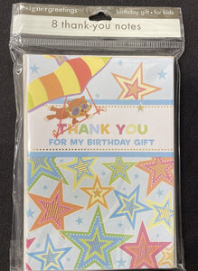 Kids Bear & Star Birthday Thank You Notes 8 Ct