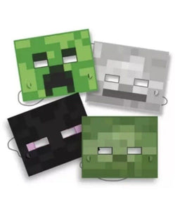 MINECRAFT PAPER MASKS (8) ~ Birthday Party Supplies Favors Creeper Video Game