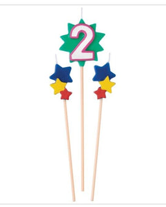 Birthday Cake Pick Candles #2, 5 1/2-7 Inches, 3 Count