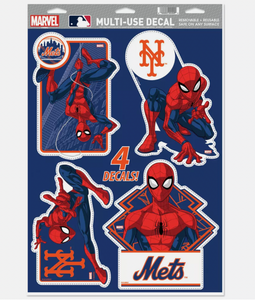 NEW YORK METS 4 PIECE MARVEL SPIDERMAN DECALS 11"X17" WALL GRAPHICS DISNEY