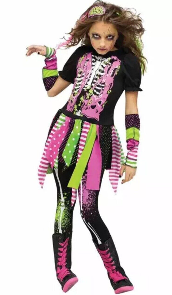 Neon Zombie Girl's Halloween Costume Size Small 4-6