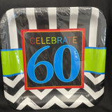 Chevron Mix 60th Birthday 9' Luncheon Plate (8 Pack) -