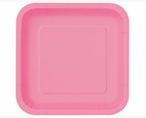 Unique Solid Square Dinner Paper Plates, 8 3/4-Inch, Hot Pink