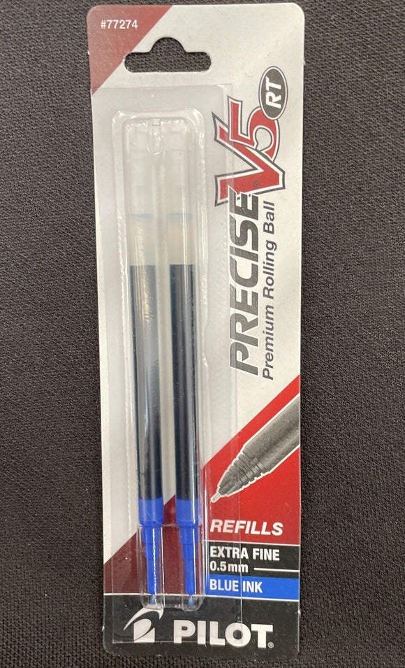 77274 Pilot Precise V5 RT Rollingball Pen Refill, 0.5mm, Blue, 1 Pack of 2
