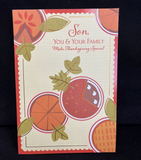 Happy Thanksgiving Son and Family Greeting Card w/Envelope