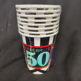 50th Celebration Chevron Stripes Adult Birthday Party 9 oz. Paper Cups