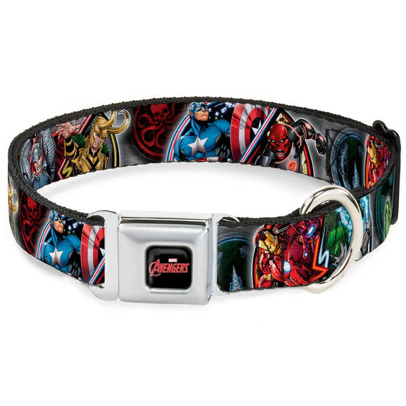 MARVEL AVENGERS Logo Full Color  Seatbelt Buckle Collar - WAV036 Large
