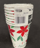 Christmas Wishes Holly Poinsettia Flower Winter Holiday Party 9 oz. Paper Cups