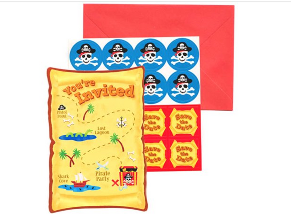 Pirate Party Invitations x 8 -  Children's Party