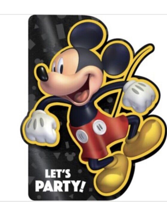 Disney Mickey Mouse Forever Metallic Birthday Party Invitations, 8-Pack