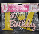 Happy 1st Birthday Stand Up Party Decor Forum Novelties Gold/Pink