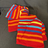 Kids Hat and Glove Set Red W/Stripe Flower Embroidery 3