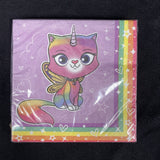 Rainbow Butterfly Unicorn Kitty Cute Kids Birthday Party 16 Ct Beverage Napkins