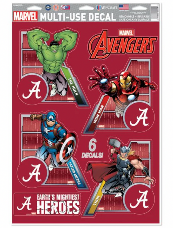 Alabama Crimson Tide /  MARVEL Multi-Use 6 Piece Decals 11