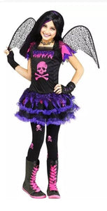 Pink Skull Fairy Girls Halloween Costume Size Small 4-6