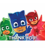 PJ Masks Birthday Party 8 Thank You Cards + Seals + Blue Envelopes Amscan