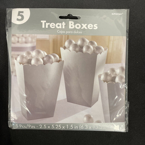 Silver Treat Boxes 5Ct 2.5”x5.25”x1.25