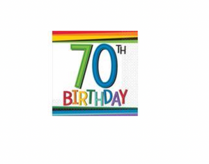 70th Birthday Rainbow 16ct Beverage Napkins Amscan Party