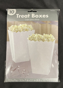 Large Popcorn/Treat Box Frosty White 3.5”x7.4”x2.1”- Pack of 10