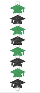 Graduation Party Mortarboard Ring Garland Decoration 9ft Green & Blk