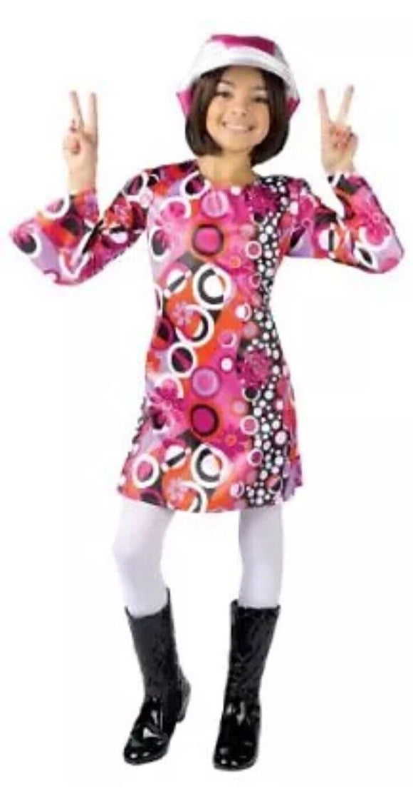 Feelin Groovy Girls Costume  60s 70s Outfit Fun World Size Small 4-6