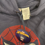 Navy Heavy Weight Hoodie Sweatshirt Spider-Man Face  Raised Logo Mens L Marvel