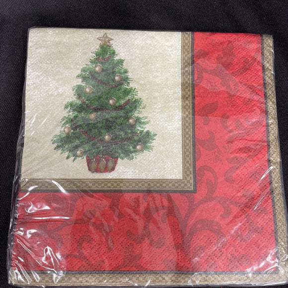 Amscan Classic Christmas Tree Dinner Napkins 16 Ct 2ply