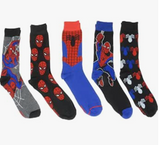 Spiderman Marvel Comics Character Men's Crew Socks 5 Pair Pack Fits Sz 6-120