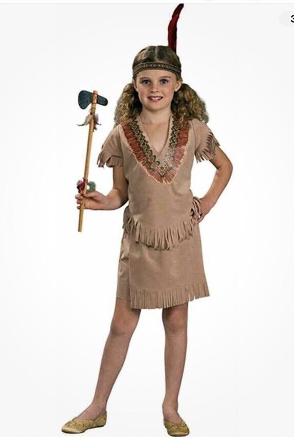 Indian Girl Native American Princess Maiden Fancy Dress Med 8-10 Child Costume