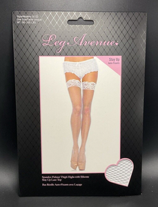 Leg Avenue Stay Up Spandex Fishnet Thigh Highs White  9122 One Size