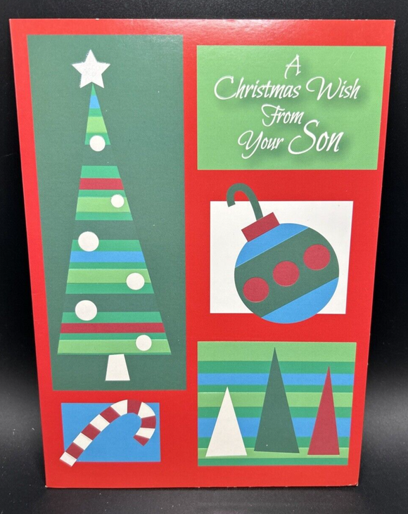 For Mom From Son on Christmas Greeting Card w/Envelope