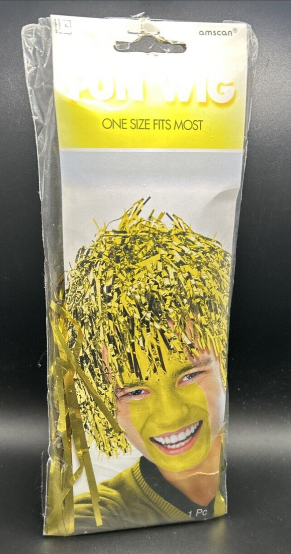 Amscan Fun Tinsel party Wig Disco Gold Halloween Costume Sports Tailgate