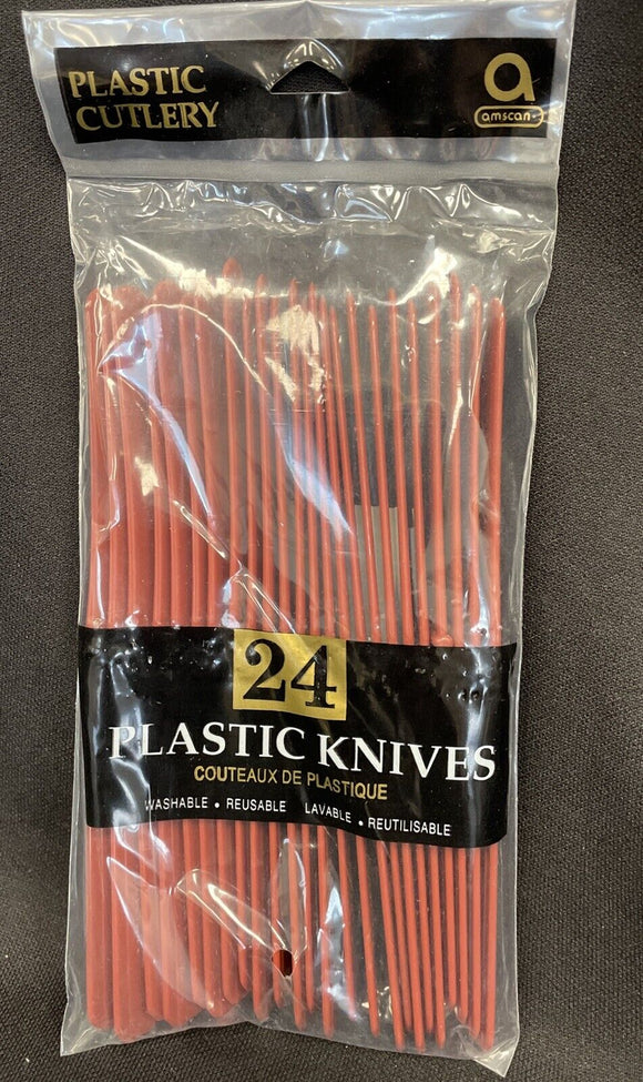 Burgundy Plastic Knives 24ct