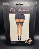 Leg Avenue Spandex Sheer Baroque Cuban Heel Backseam Thigh Highs OS Black 1109