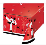 Red and Black Disposable Karate Party Table Cloth 54x 102”